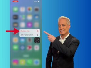 Kurt pointing to Remove App feature on iPhone