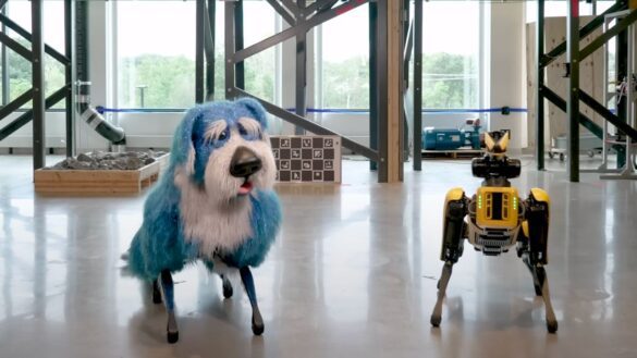 Boston Dynamics' creepy robotic canine dances in sparkly blue costume ...