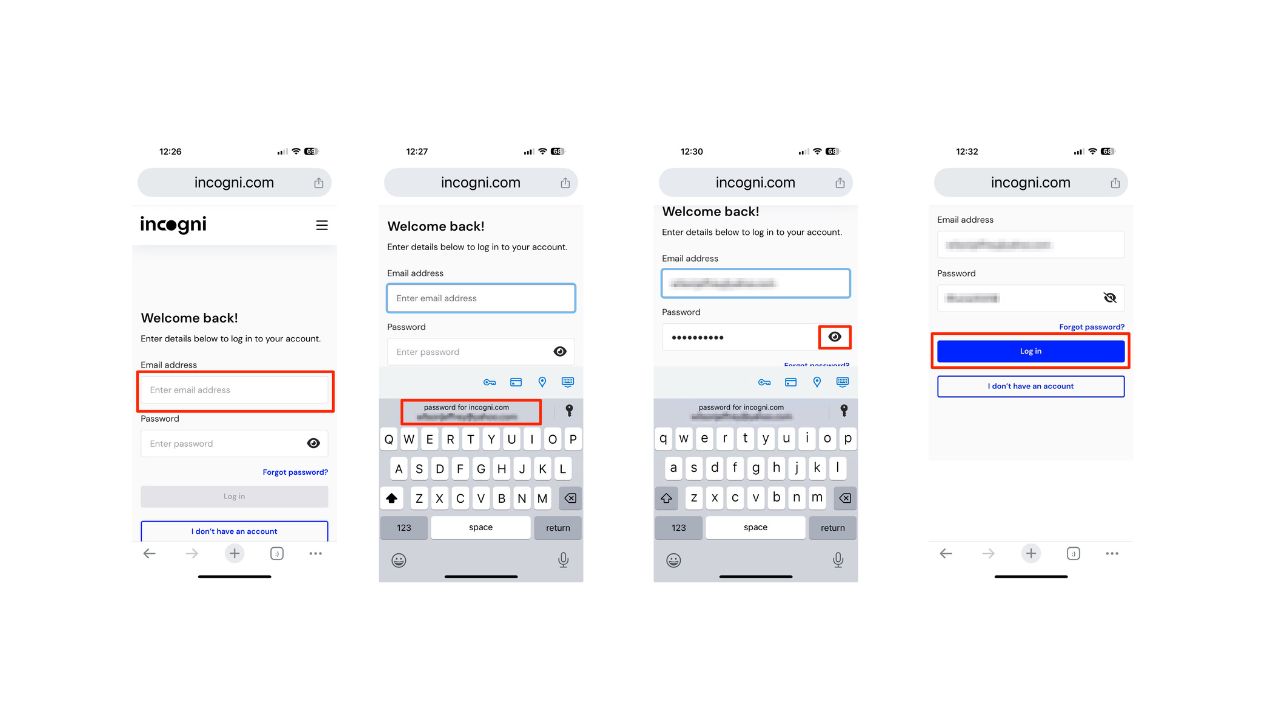 A series of four images showing how to use the keyboard.