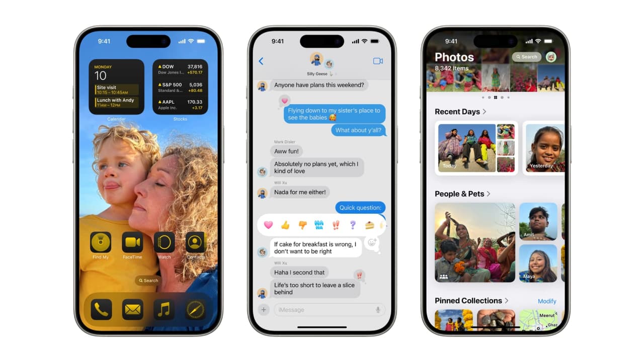 screenshots showing the iOS 18 interface