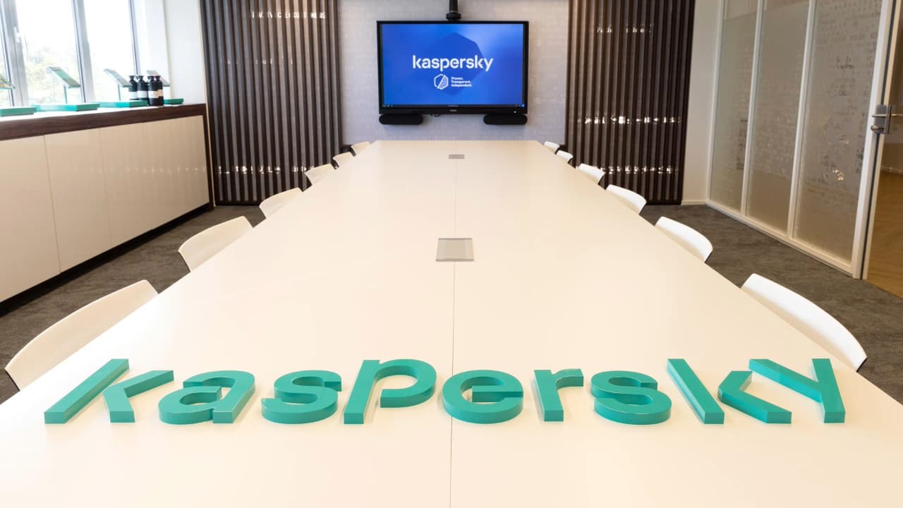 Kaspersky logo on a table