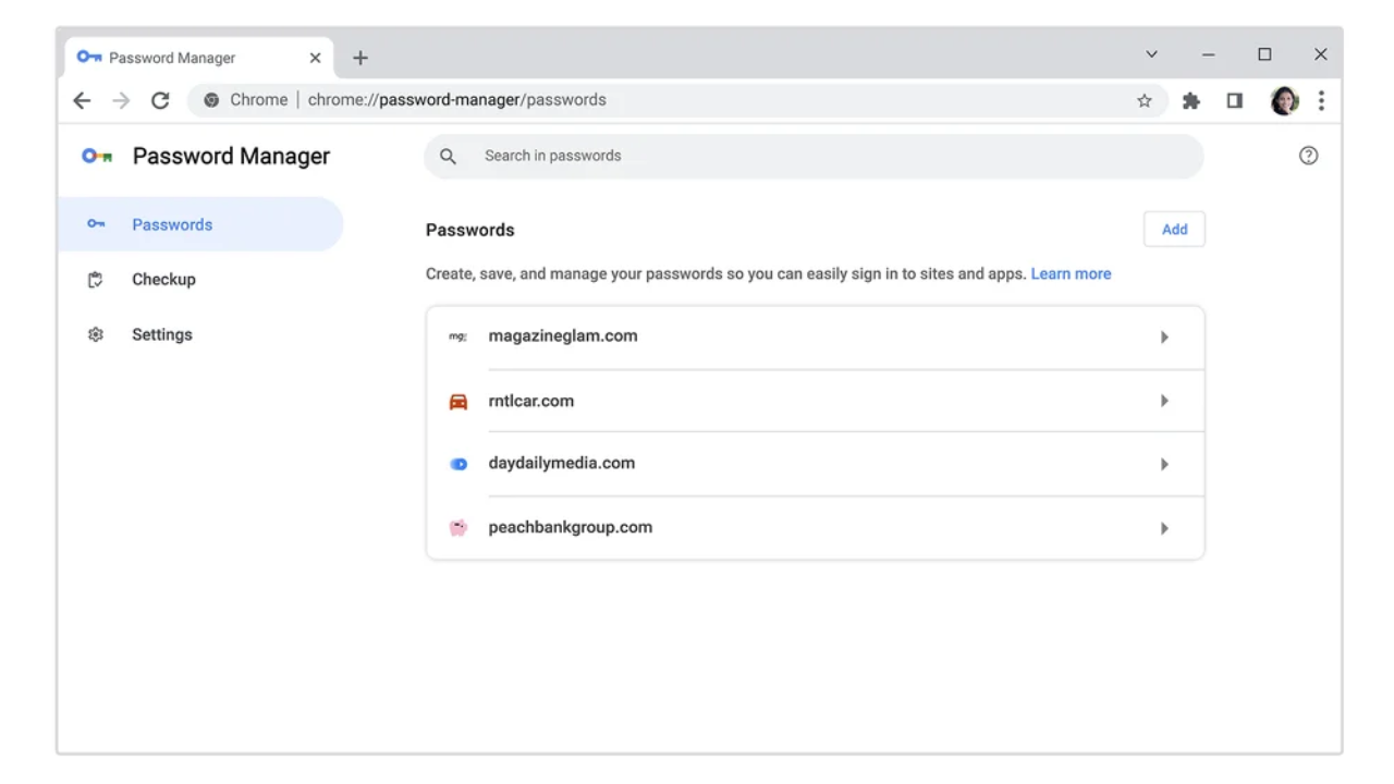 A press photo from Google showing the Google account password manager.
