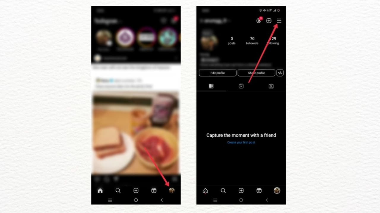 Screenshot showing steps to make Instagram account private