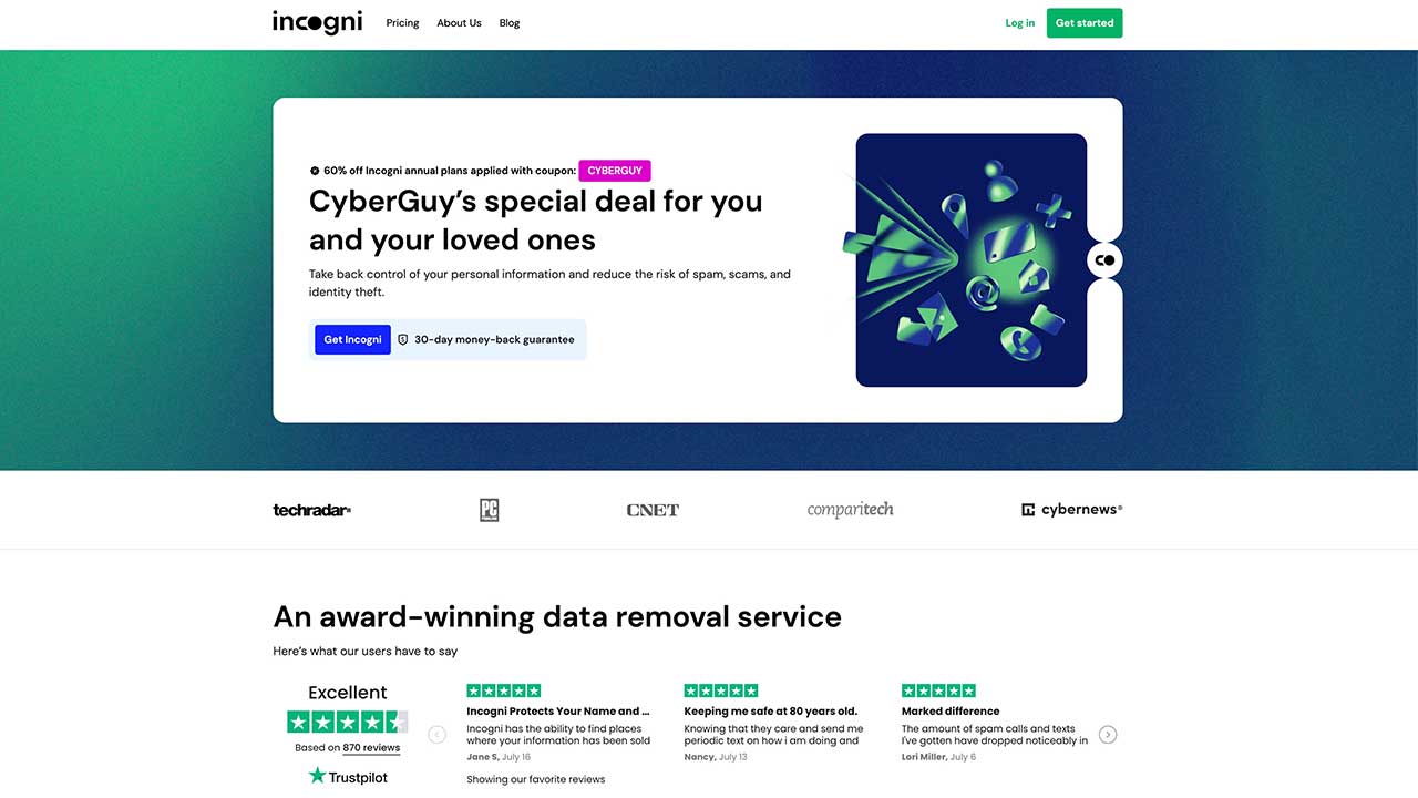 Incogni site deletes your personal data from the internet