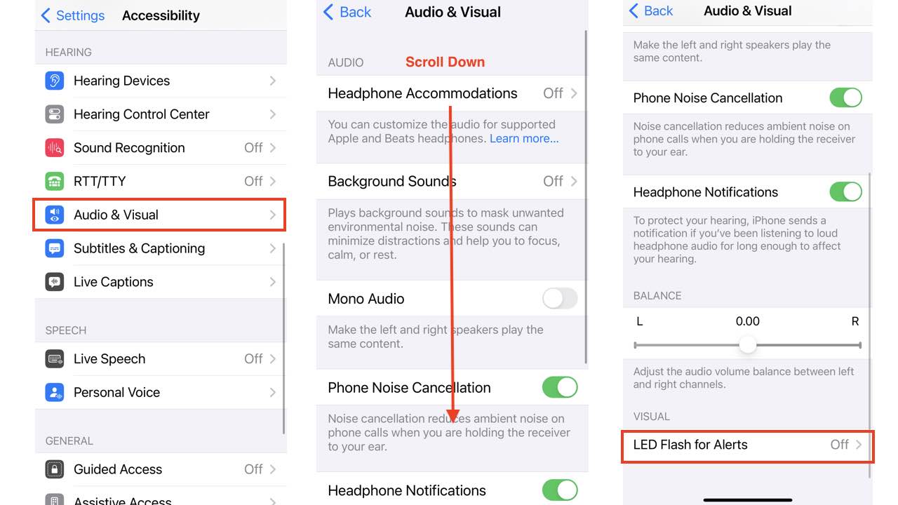 Setting up your iPhone to flash a LED light for calls or notifications 