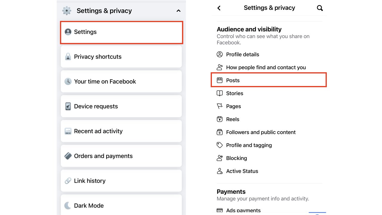 Facebook privacy settings on iPhone