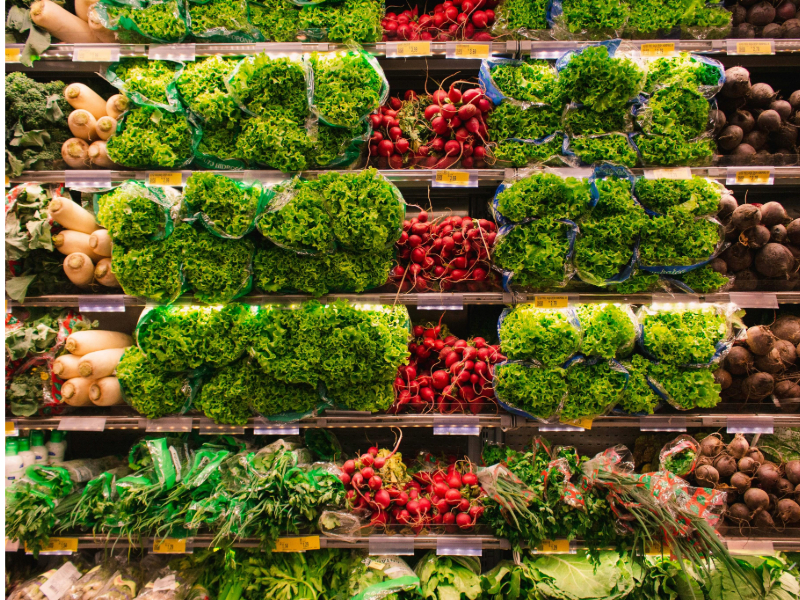A photo of vegetables in a grocery store