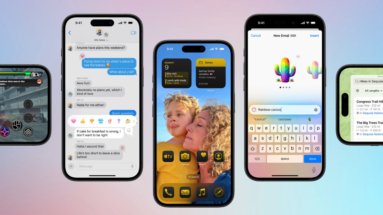 Screenshots showing latest features in iOS 18.