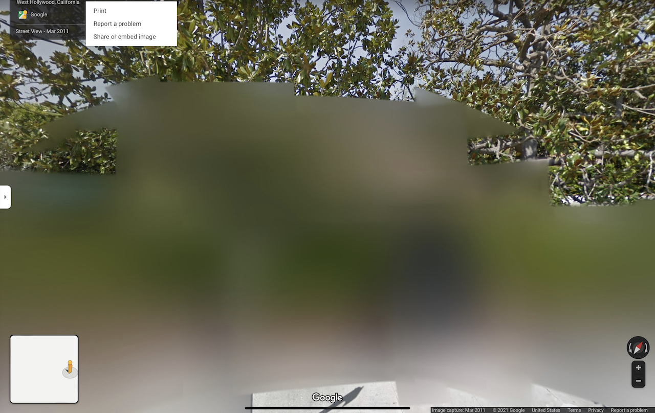 Example of Google Maps blurring a house 