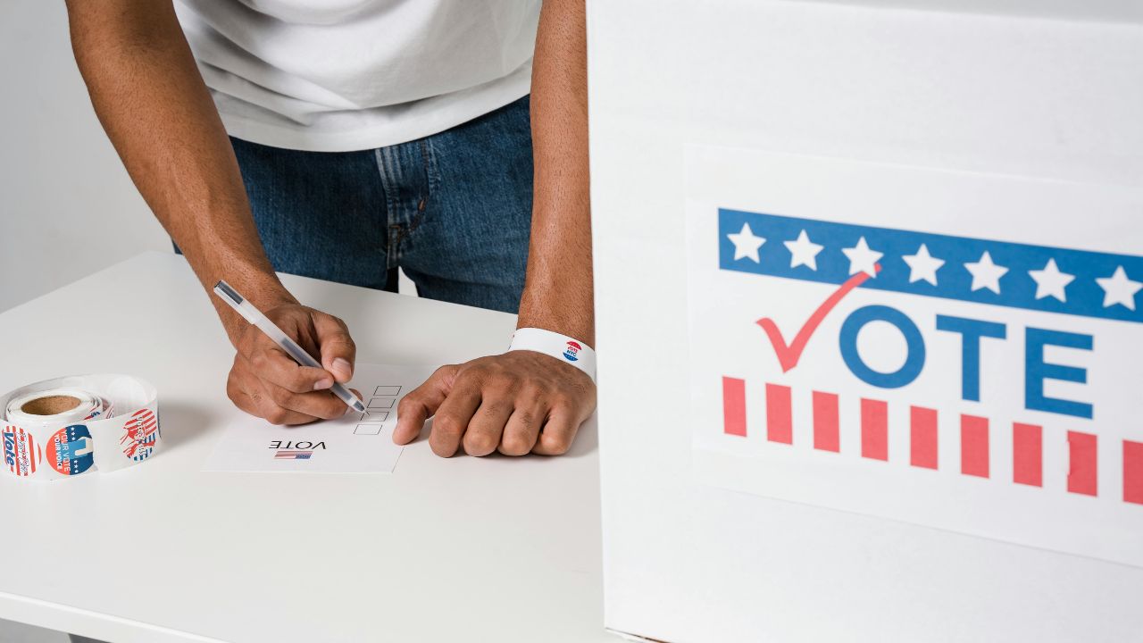 A person casting his vote.