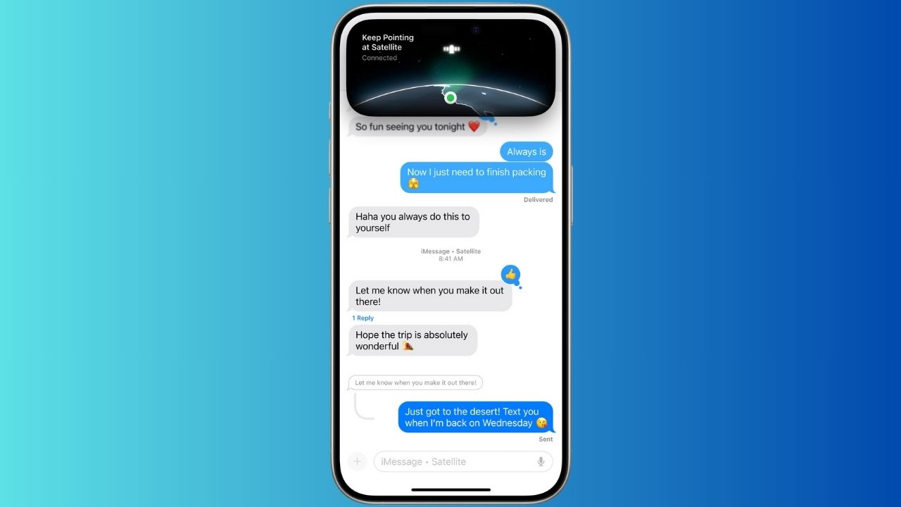 Image of satellite messaging in iOS 18 on iPhone 