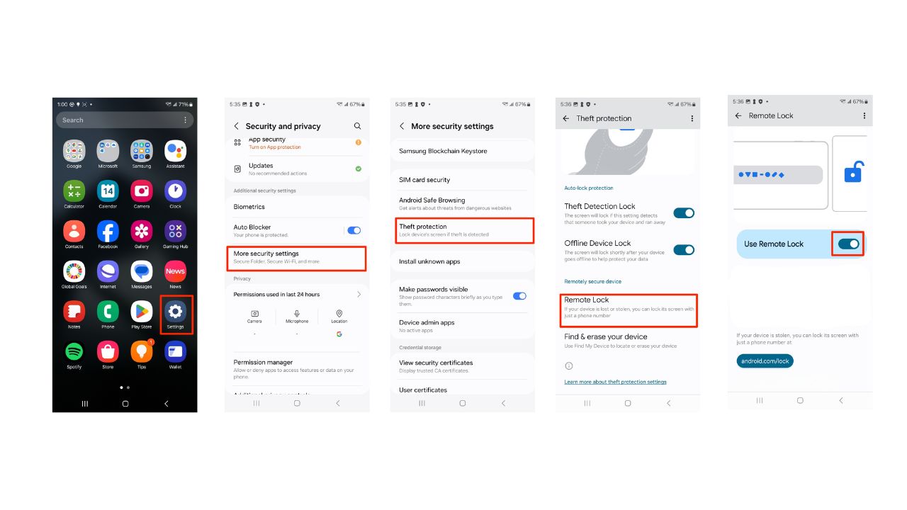 Steps to enable Remote Lock 