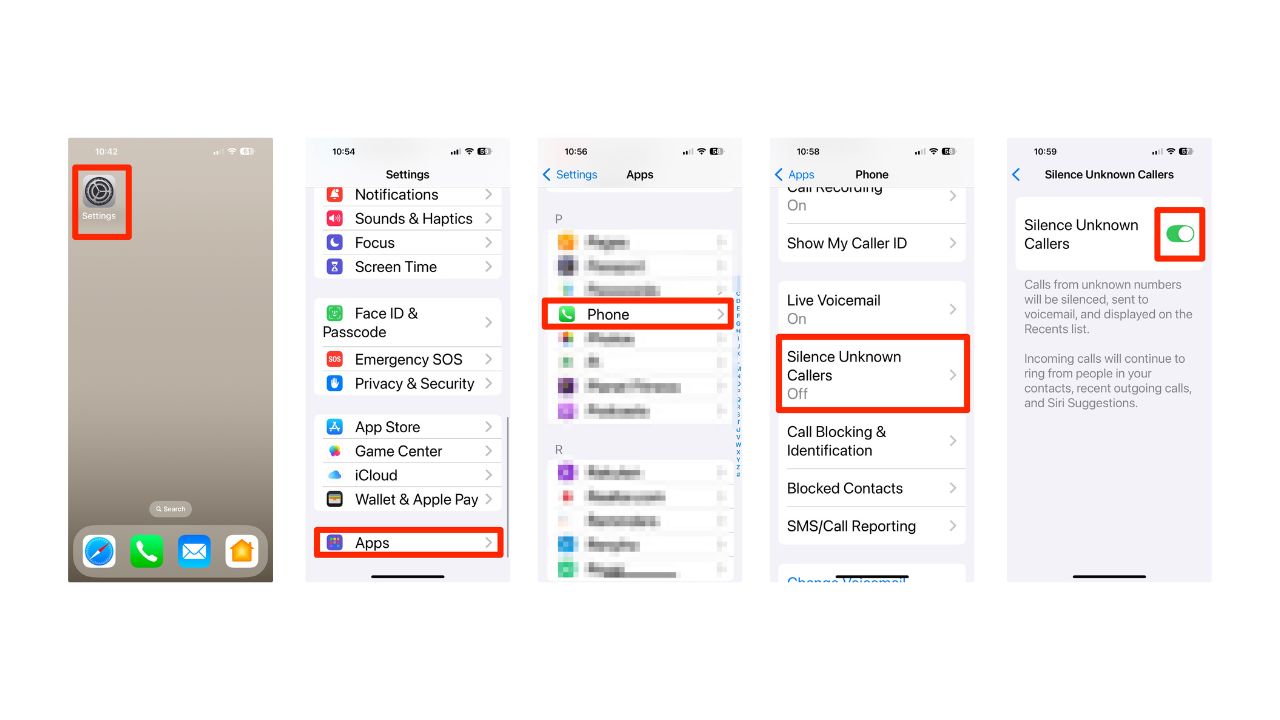 Steps to Silence Unknown callers 