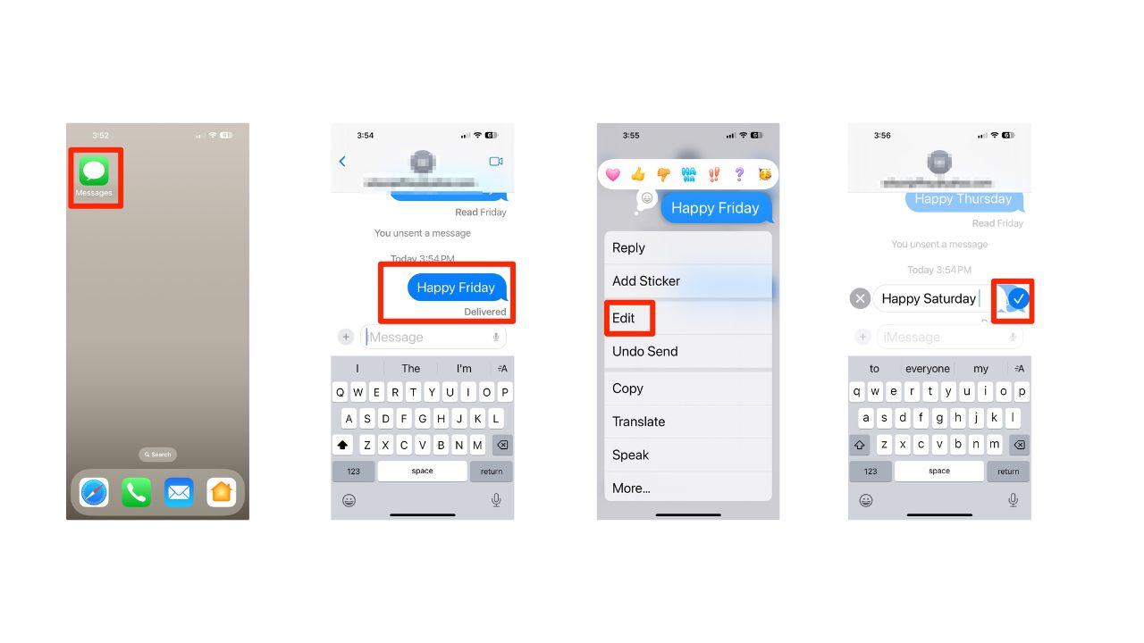 Steps to edit an iMessage on iPhone 