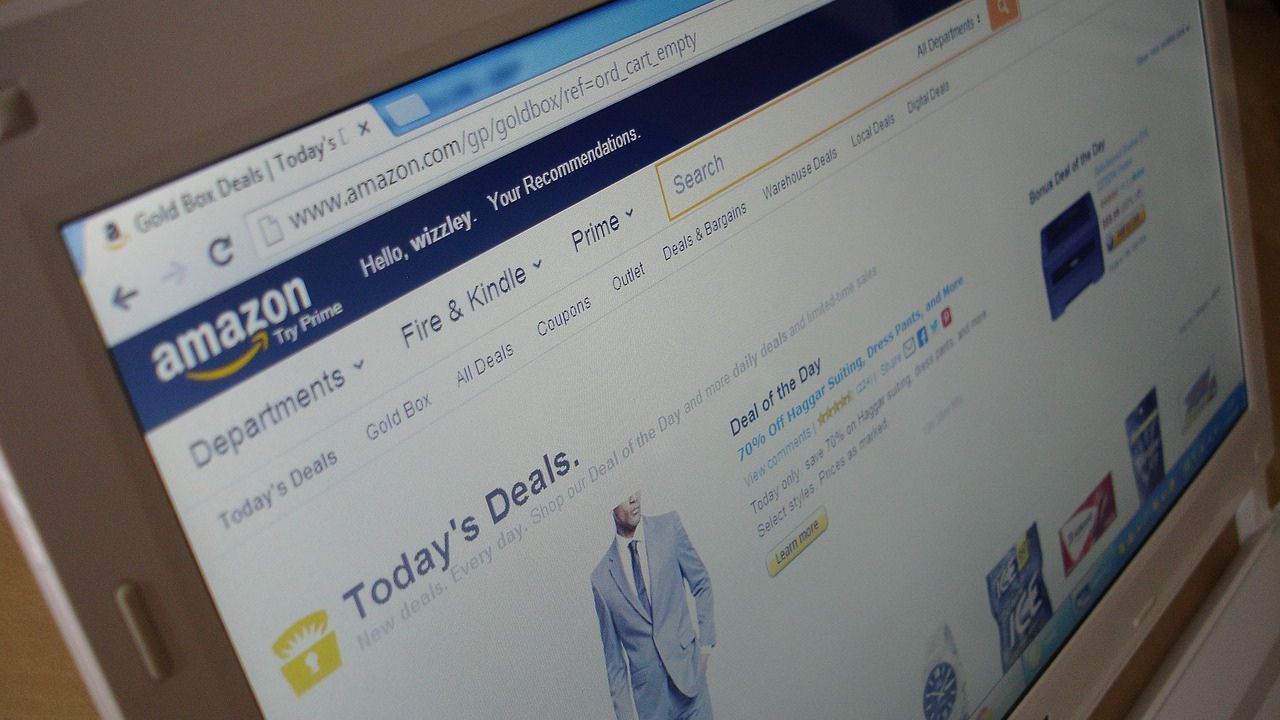 An image of Amazon.com on laptop screen 