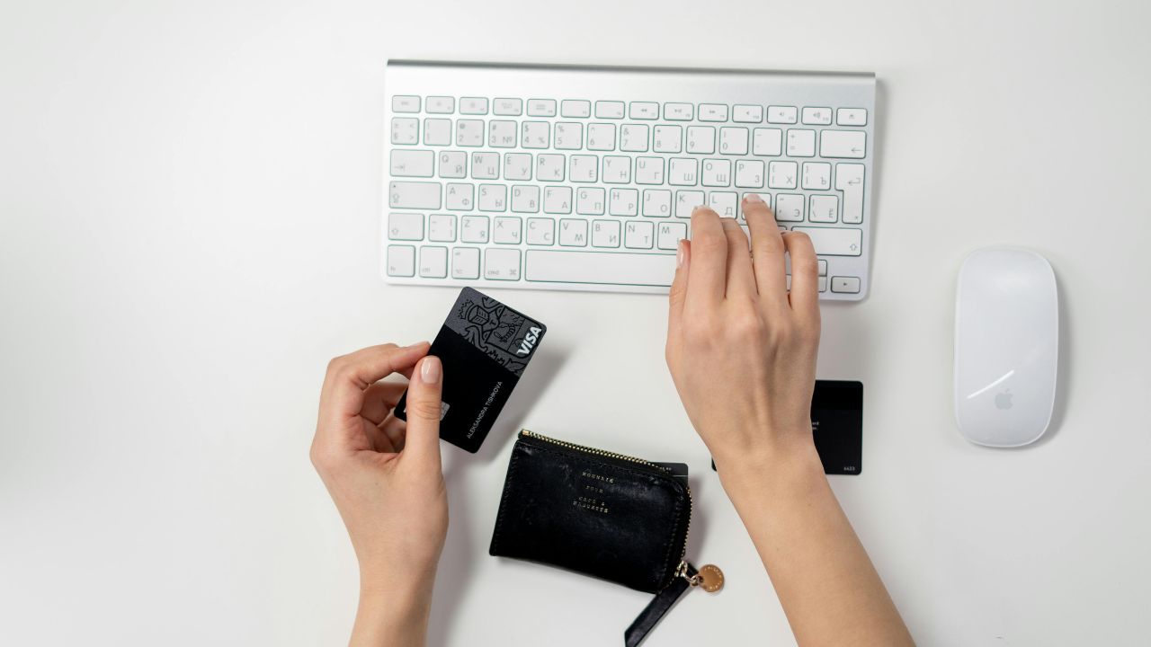 A woman shopping on her laptop