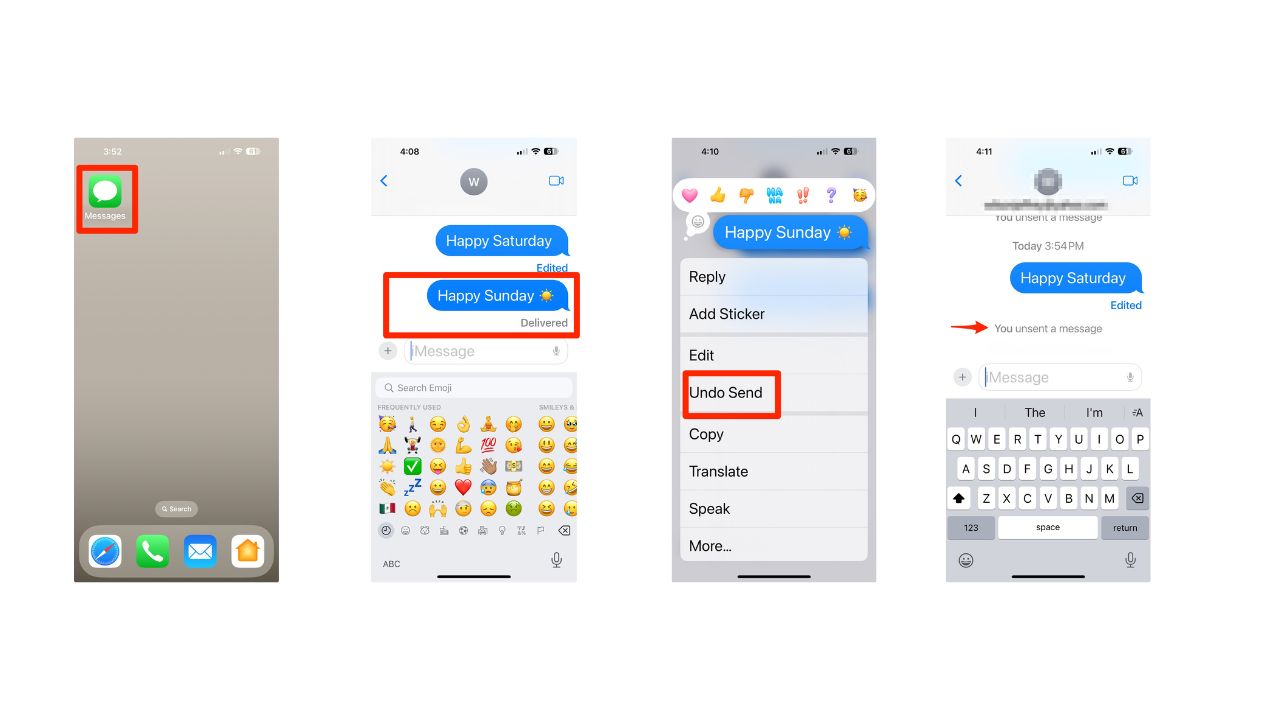 Steps to unsend an iMessage on iPhone 