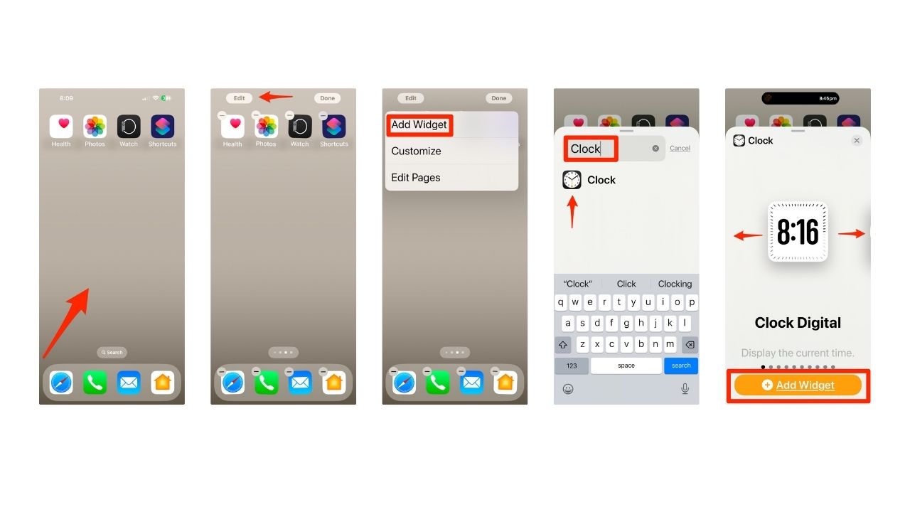 Steps to add widgets to the Home Screen of iPhone 