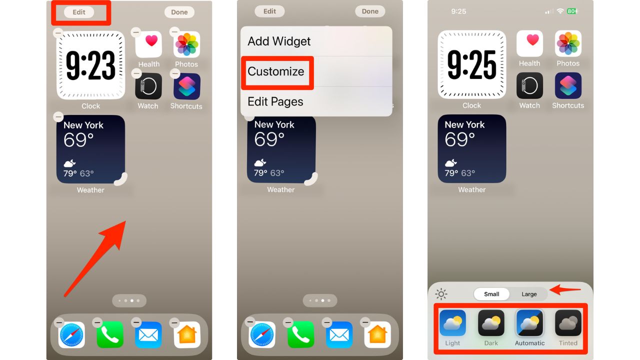 Steps to customize widget appearance 