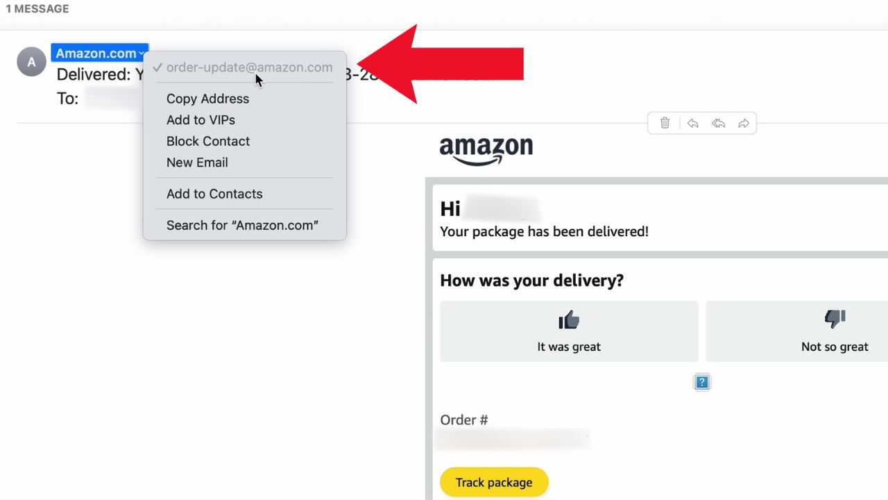 arrow pointing to @amazon.com 