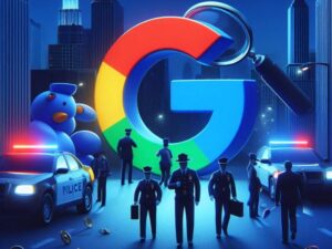 Google Search logo with cops around it