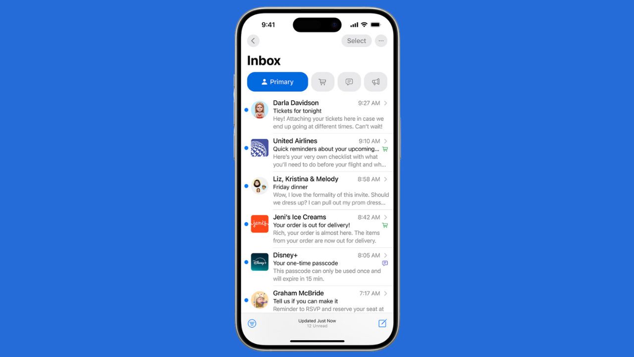 Image of Apple's new mail app 