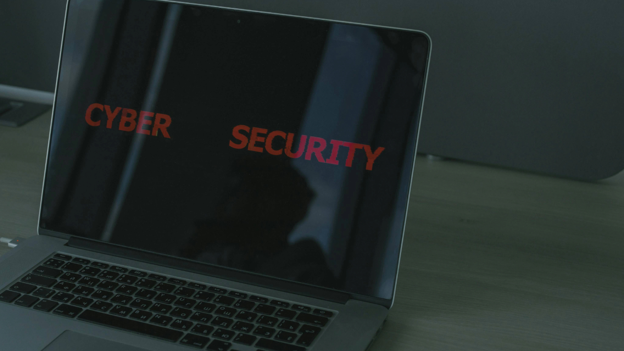 Image of a computer with Cyber Security on the screen 