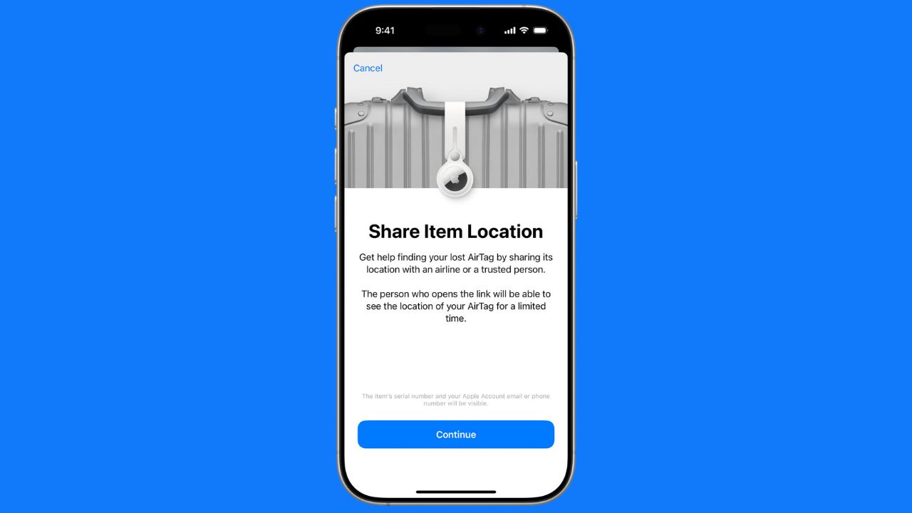 Image of Apple's Share Item Location feature 