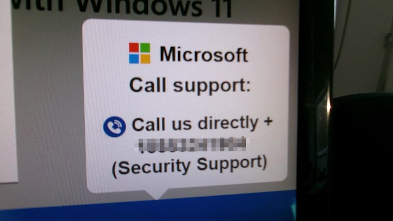 Image of Microsoft Call support scam 