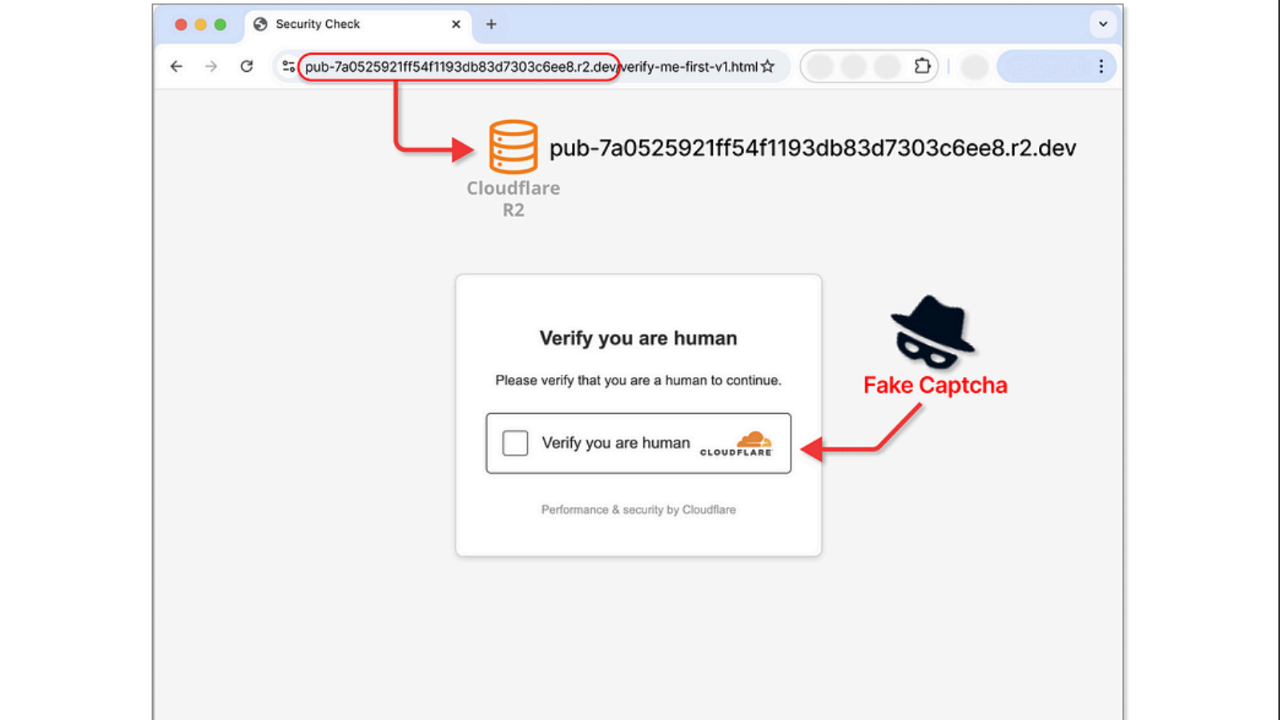 Screenshot showing a fake captcha