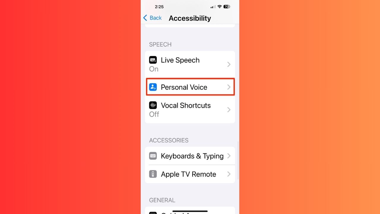 Image of Personal Voice feature on iPhone 