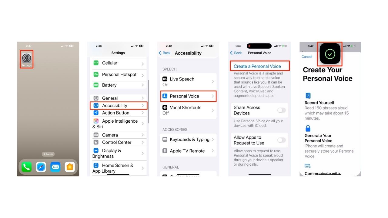 Steps to set up Personal Voice feature on iPhone 