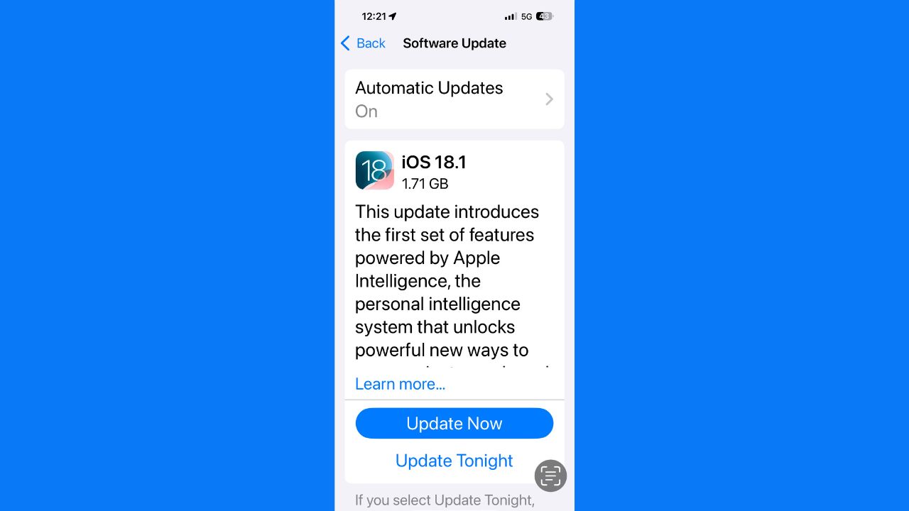 Image of legit iOS 18 update 