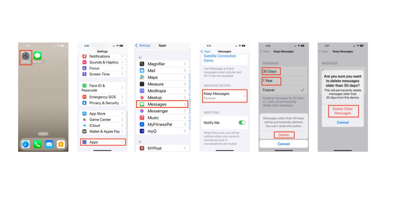 Steps to set up automatic deletion of older messages