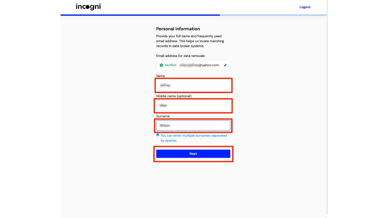 Steps to set up Incogni