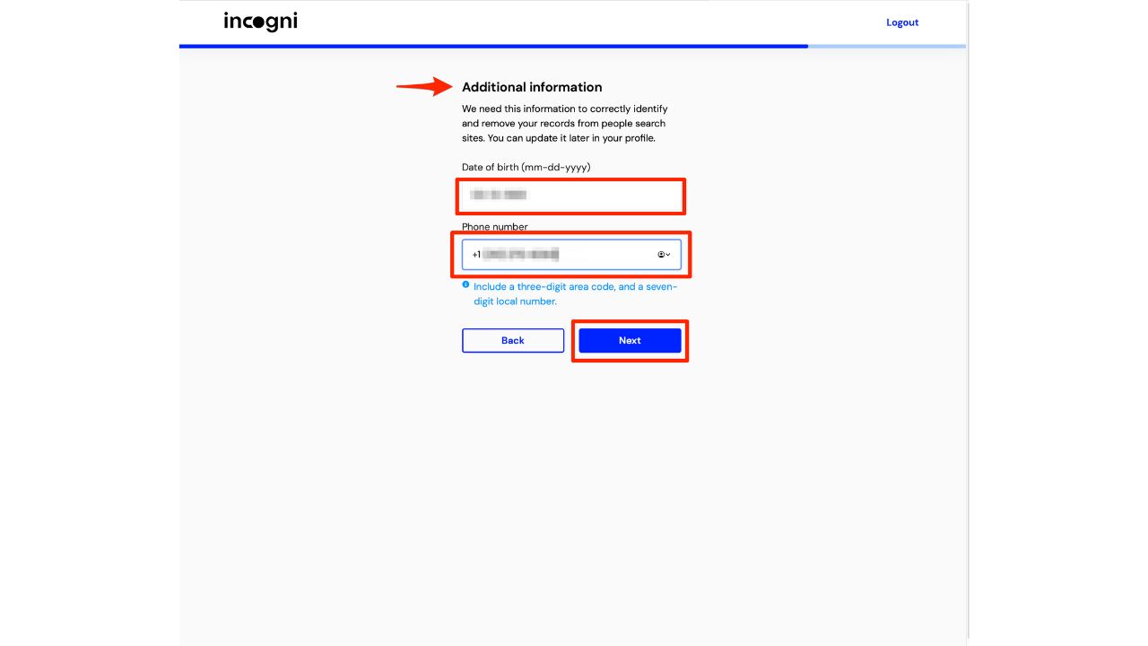 Steps to set up Incogni 