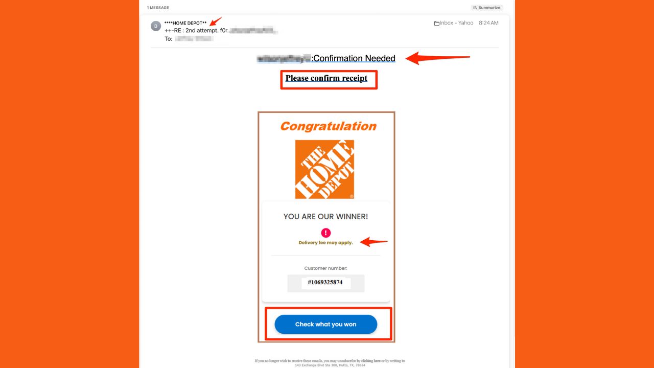 Image of a scam email 