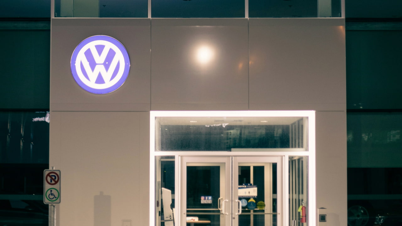 Volkswagen logo on a building