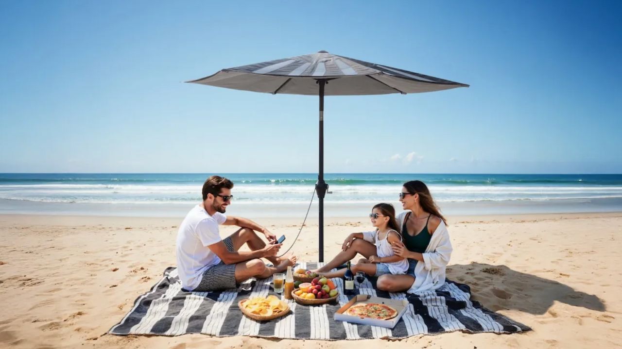 Anker's solar beach umbrella