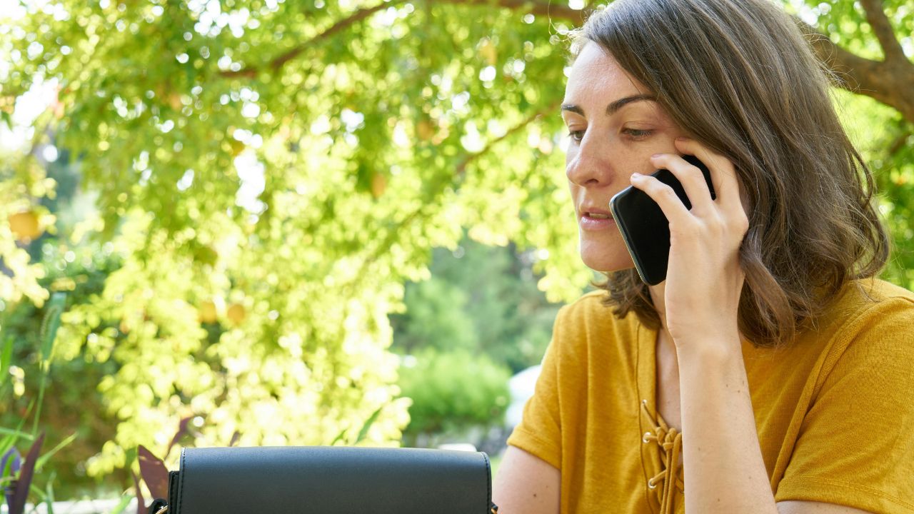 A woman receiving an international call