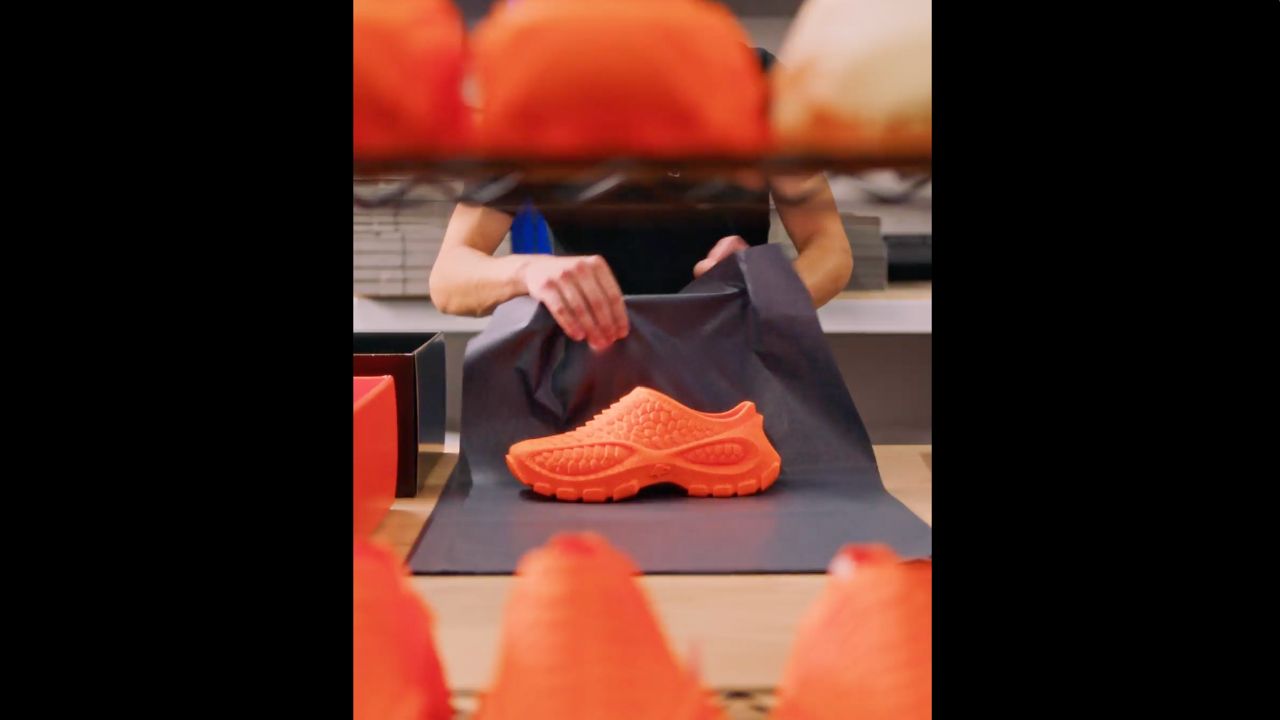 Syntilay, the world's first entirely AI-designed and 3D-printed shoe being packaged at Zellerfeld facility 