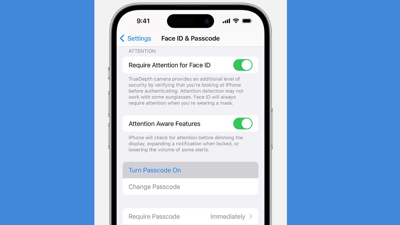 Image of enable Face ID & Passcode on iPhone 