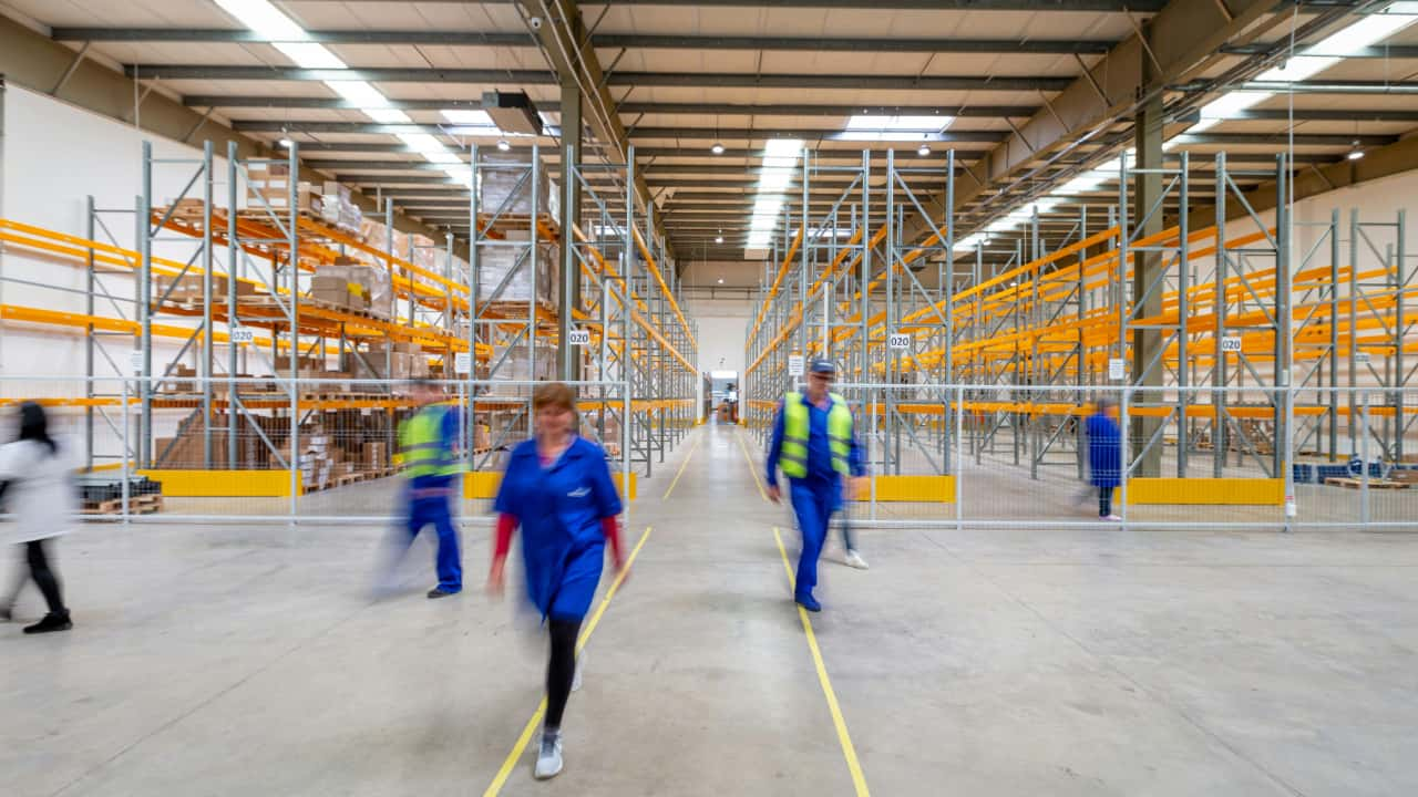 People working in a warehouse