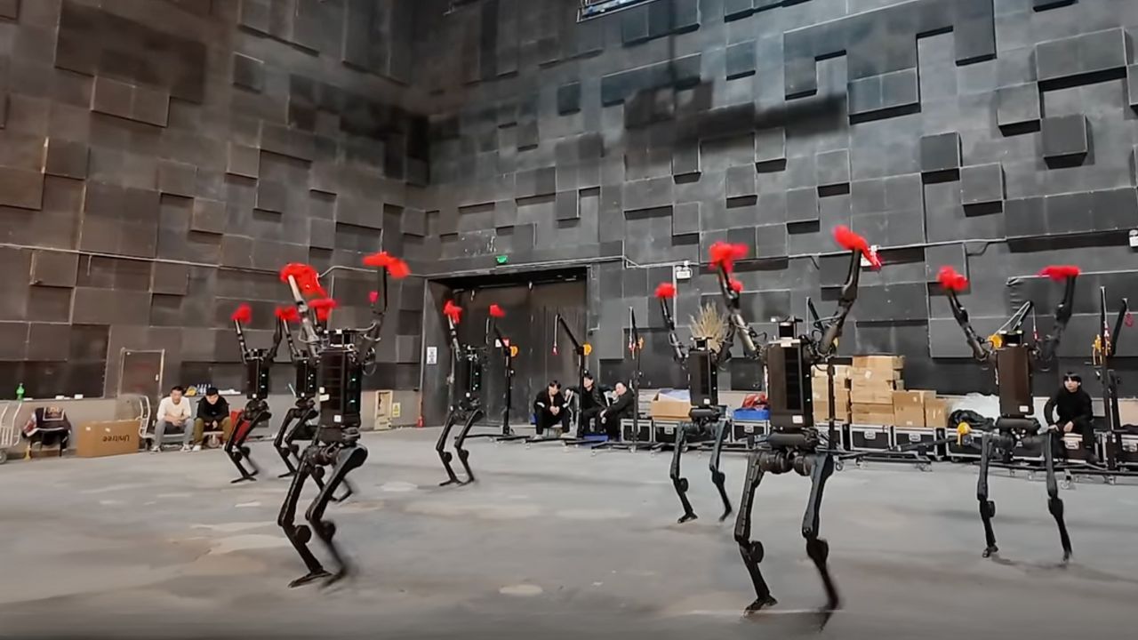 Unitree's H1 humanoid robots dancing 