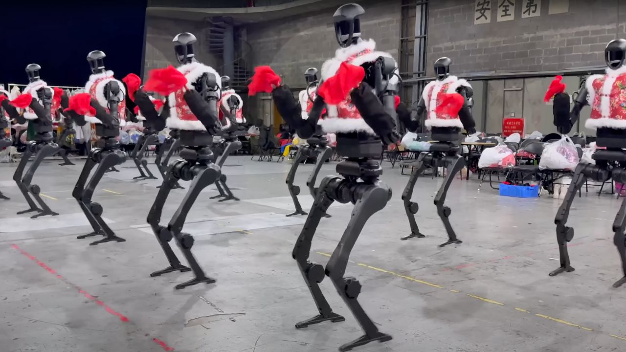 Unitree's H1 humanoid robots dancing 