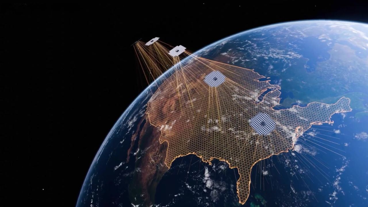 Illustration of AST SpaceMobile satellites 