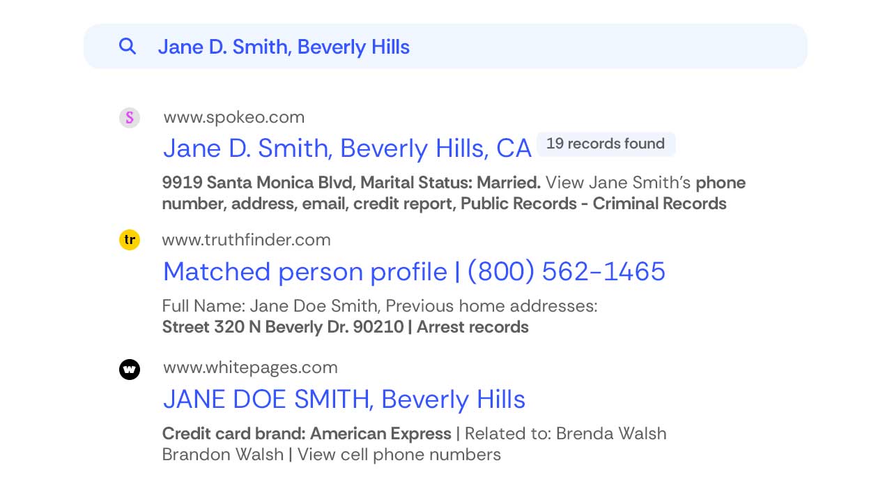 Google search result - remove yourself from the web