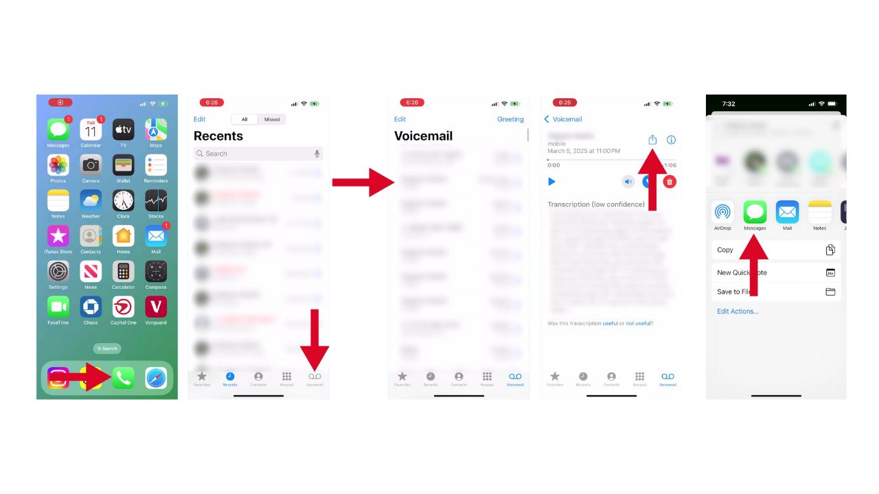 Step to forward or save the voicemails