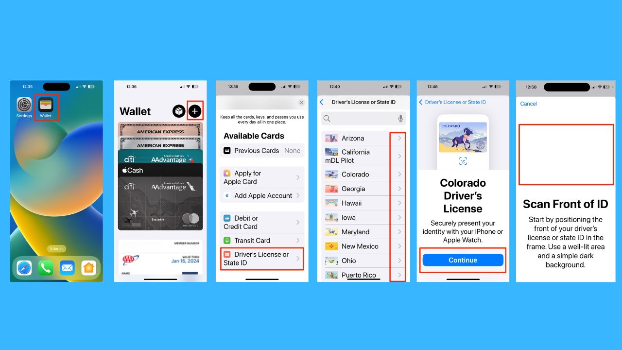 Steps to add driver's license to wallet app on iPhone 